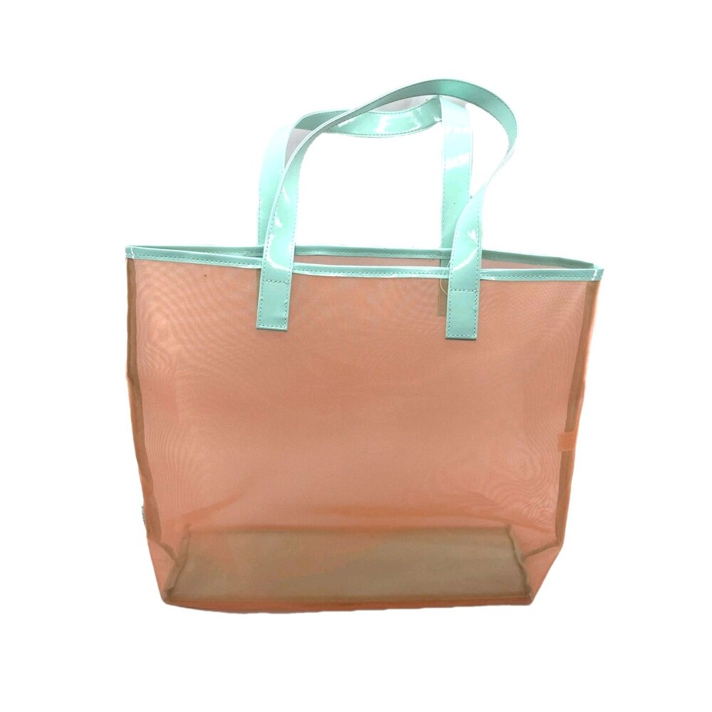 Clinique Peach Mint Makeup Cosmetic Travel Open Tote Shoulder Beach Bag